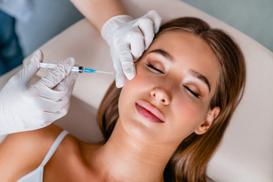 Lady receiving botox injection